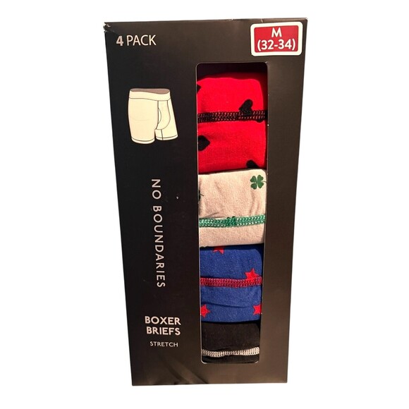 No Boundaries Men's Tag-Free All-Seasons 4-Pk Printed Boxer Briefs  Size M  NWT - Picture 2 of 8